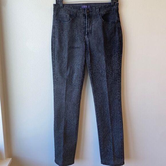 NYDJ Not Your Daughters Jeans black animal print size 4 - Picture 1 of 8